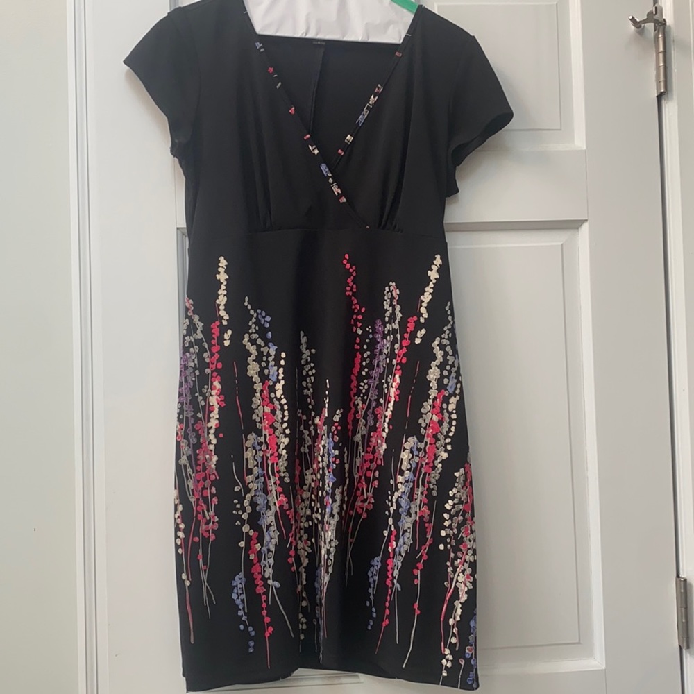 BCBG floral and black dress